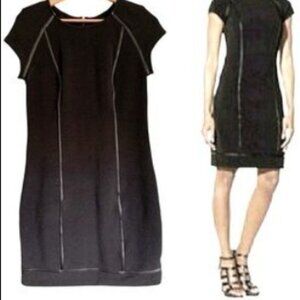 MOSSIMO Black Faux Leather Trimmed Knit Sheath Dress Size S/P